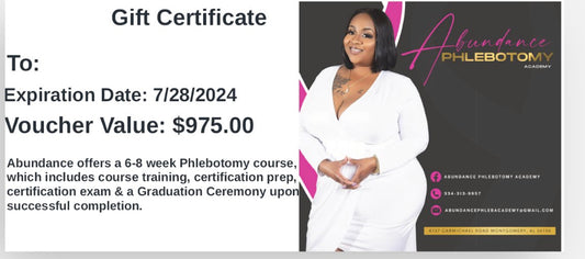 Phlebotomy Course Gift Certificate